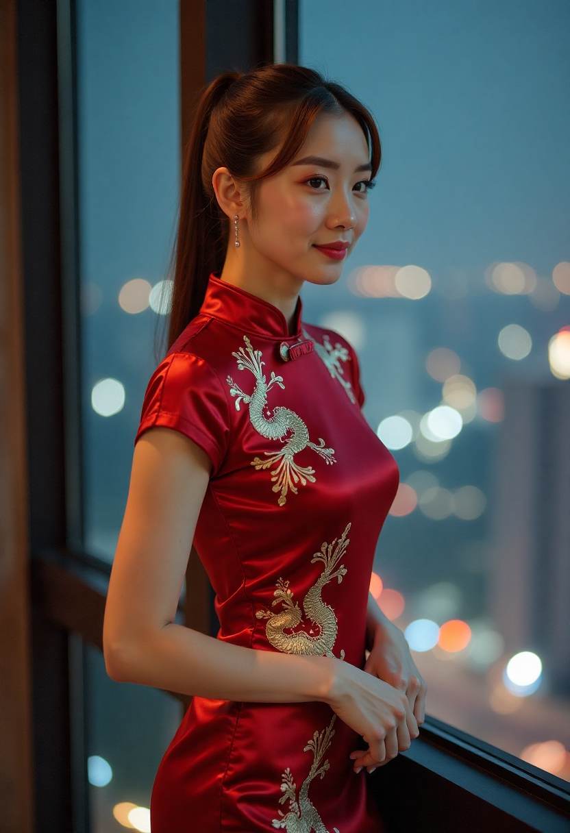 暮色中的轮渡与岸边灯光
